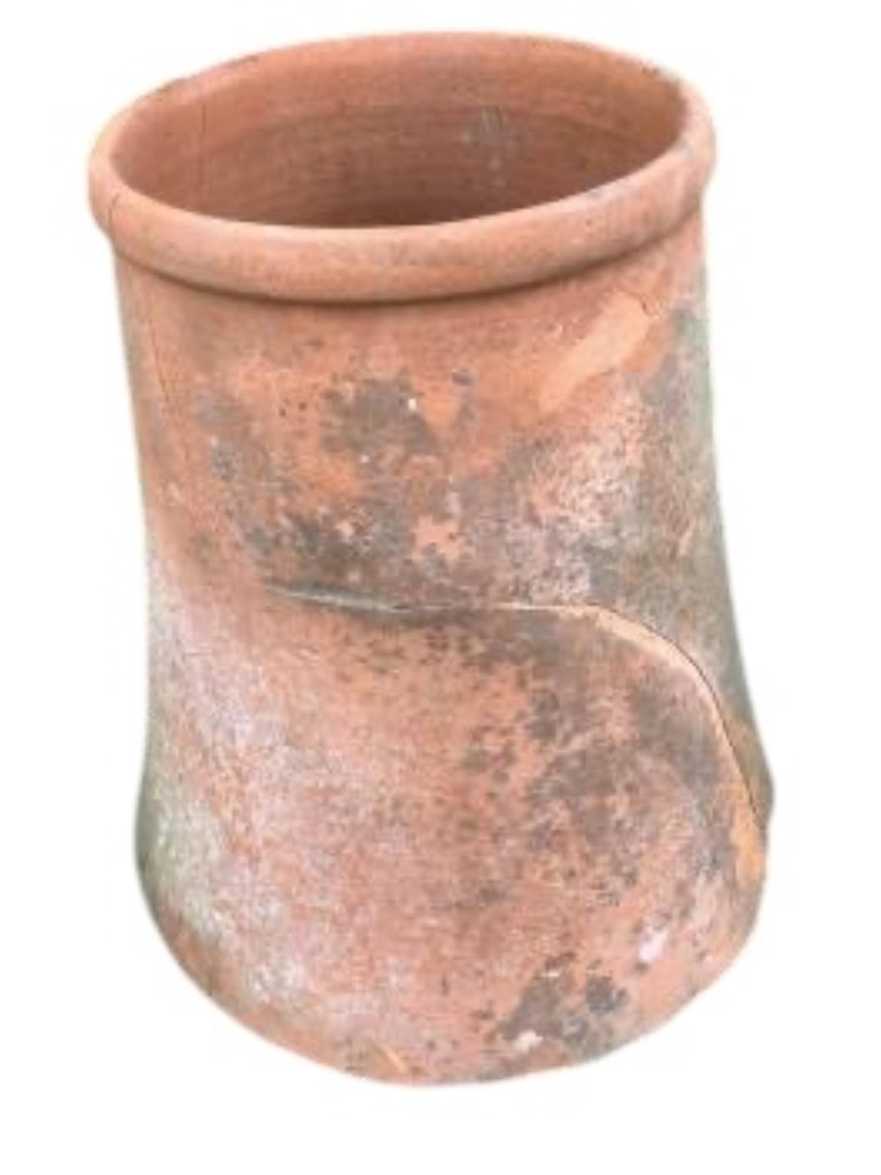 A pair of terracotta rhubarb planters, height 46cm (one severely cracked)